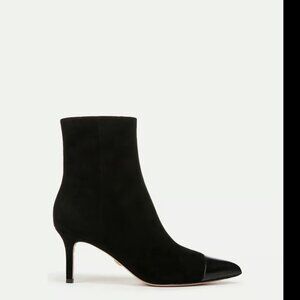 Veronica Beard Lisa Cap-Toe Kitten Heel Bootie Black Size 8